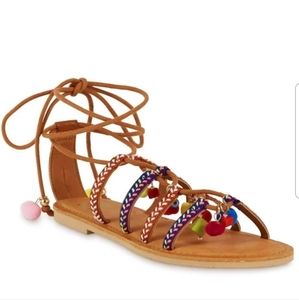 Steve Madden Ommaha Pom Pom Wrap Gladiator Sandal 7